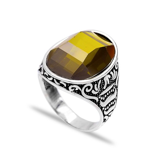 Peridot Authentic Men Ring Wholesale Handmade 925 Sterling Silver